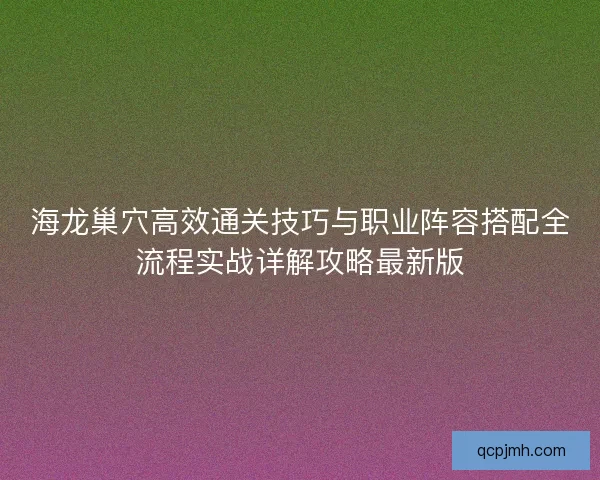 海龙巢穴高效通关技巧与职业阵容搭配全流程实战详解攻略最新版