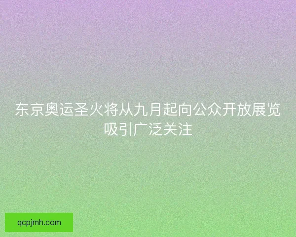 东京奥运圣火将从九月起向公众开放展览吸引广泛关注 东京奥运圣火将从九月起向公众开放展览吸引广泛关注