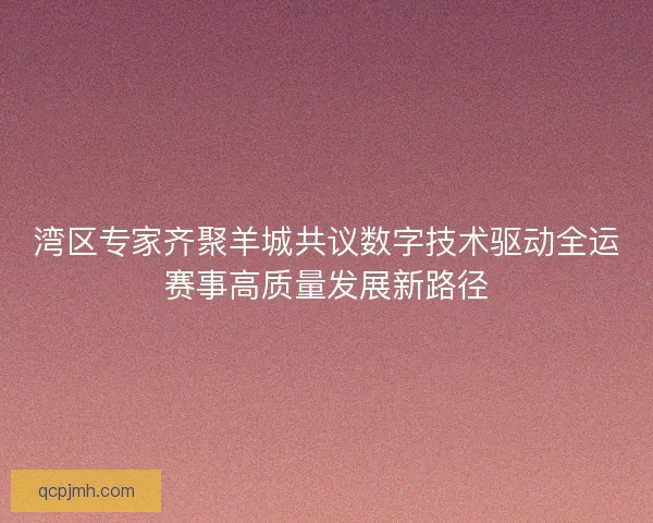 湾区专家齐聚羊城共议数字技术驱动全运赛事高质量发展新路径 湾区专家齐聚羊城共议数字技术驱动全运赛事高质量发展新路径