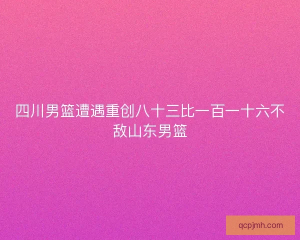 四川男篮遭遇重创八十三比一百一十六不敌山东男篮 四川男篮遭遇重创八十三比一百一十六不敌山东男篮