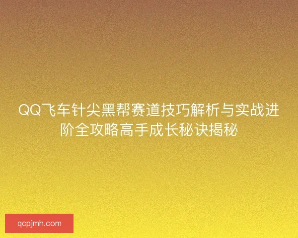 QQ飞车针尖黑帮赛道技巧解析与实战进阶全攻略高手成长秘诀揭秘